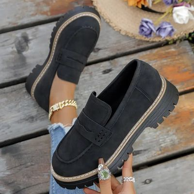 🔥Last Day 60% OFF🔥Women's Lightweight Vintage Penny Loafers - Slip-On Platform Shoes with Thick Rubber Sole